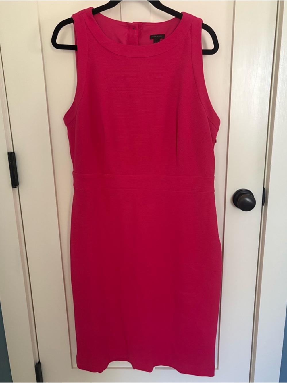 Ann Taylor Hot Pink Sleeveless Sheath Midi Dress